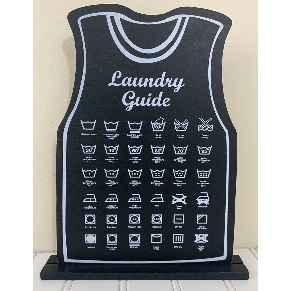Farmhouse Laundry Room Guide Symbols Black White 8 x 10" Standing Sign New